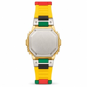 Montre numérique unisexe, boîtier en or jaune, acier inoxydable, forme polygonale, bracelet en silicone, résistante à l'eau - Product Image 3