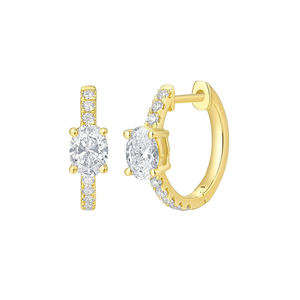 Boucles d'oreilles créoles en or massif 10K de luxe pour femme, design moderne, diamant ovale de laboratoire sur mesure, qualité supérieure SHRAMAN DIAMOND - Product Image 1
