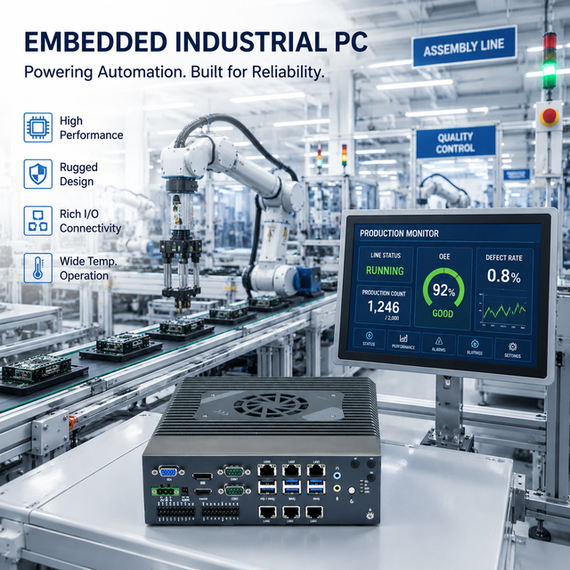 Industrial Mini PC Windows 11 Embedded Computer 6 Ethernet 2COM DIO DC24V Wall Mount Mi Ni PC for Motion Control Smart Factory