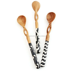 Table Wear Wooden Spoon Resin Handle for Wedding Party Other Function Use <b>Flatware</b> Dinner Spoon - Product Image 2