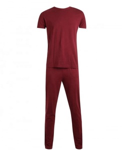 Men's Cotton Jersey <b>trouser</b> Set Burgundy Color <b>Elastic</b> <b>Waist</b> Breathable Casual Sleepwear Lightweight Knitted Autumn Wear - Product Image 5