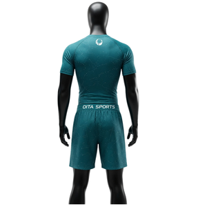 Teal White <b>Men</b> Compression <b>T</b> <b>Shirt</b> <b>and</b> <b>Shorts</b> Set Breathable Quick Dry Fitness Training Gym Running Workout Athletic Sportswear - Product Image 2