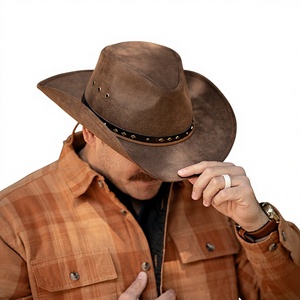 ELYSIAN INDUSTRIES Chapeau Fedora Classique en Cuir Véritable pour Homme - Ajustement Réglable, Chapeau d'Hiver Décontracté pour l'Extérieur, Broderie à la Main - Product Image 6