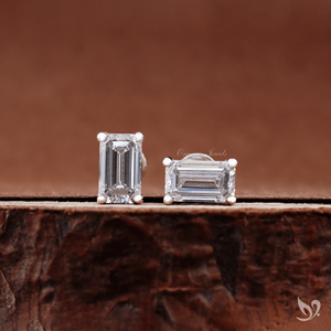 0.50 Ct Emerald Cut Lab Grown Diamond <b>Stud</b> <b>Earrings</b> Prong <b>Set</b> IGI Certified 925 Sterling <b>Silver</b> Minimal Fine - Product Image 1