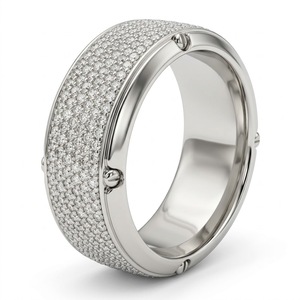 Bague en platine PT950 avec diamant rond de laboratoire de 1,25 carat, certifiée IGI, micro-pavée, alliance pour homme - Product Image 2
