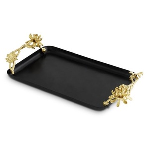 Elegant Metal Aluminum Gold Floral Accent <b>Tray</b> Perfect For Serving Both Hot Food Dessert Wedding House <b>Warming</b> Serving <b>Tray</b> - Product Image 2