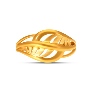18K Yellow Gold Openwork Leaf Designer <b>Ring</b> with Contemporary Nature-Inspired Pattern Elegant Gold Leaf Filigree <b>Adjustable</b> <b>Ring</b> - Product Image 3