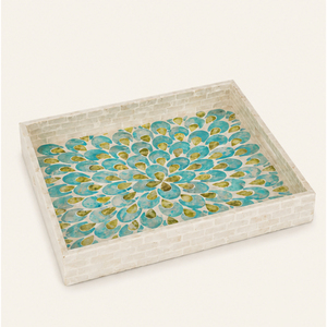 Bandeja de Lujo Hecha a Mano con Incrustaciones de Madreperla, Mosaico de Conchas, Plato Decorativo para Servir, para Mesa de Centro, Otomana, Suministros para Hoteles - Product Image 1