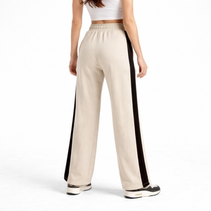 Pantalones Deportivos para Mujer, Corte Ancho, Franja Lateral en Contraste, Cintura Elástica, Diseño de Longitud Completa, Estilo Casual Relajado, Moderno para el Día a Día - Product Image 2
