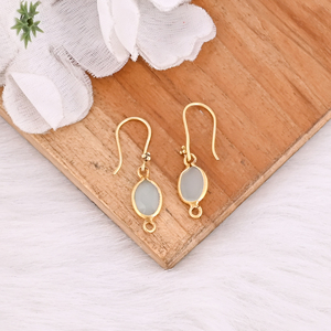 Boucles d'oreilles pendantes élégantes en calcédoine aqua pour femmes, bijoux en pierres précieuses faits à la main - Product Image 4