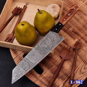 Couteau de cuisine professionnel Bunka de style japonais, en acier Damas forgé à la main, lame pleine longueur de 8 pouces, manche en bois – Vente chaude - Product Image 1