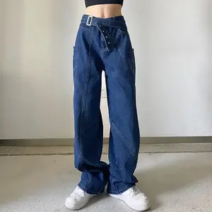 Meilleure Vente 2026 Nouveau Jean Décontracté Femme Taille Mi-Haute en Denim Extensible Coupe Droite Tendance Polyvalent 100% Coton - Product Image 1