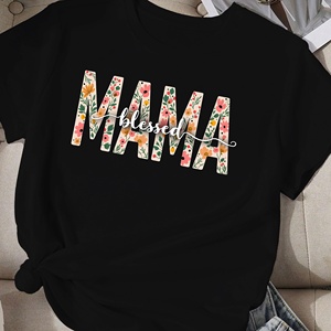 เสื้อยืดผู้หญิง comfit แม่มีความสุขกับการออกแบบดอกไม้ - Product Image 1