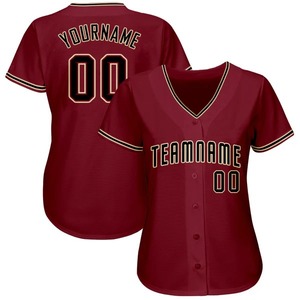 Maillot de baseball personnalisé rouge cramoisi et noir, uniforme sportif d'équipe personnalisé, respirant, en polyester, chemise de baseball boutonnée - Product Image 2