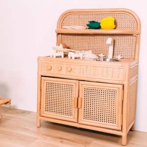 Prix le moins cher cuisine jouet poêle pour petits enfants rotin naturel simulé cuisinières petit cuisinier station jouets - Product Image 6