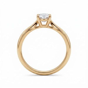 Diamond Fine Gold Cute Cocktail Engagement Ring Bezel Setting Solitaire F-Type IGI Certified Trendy Anniversary Wedding Party - Product Image 4