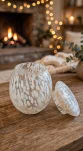Handmade Modern Blown <b>Glass</b> <b>Vase</b> Artistic White Dot Pattern <b>Small</b> Tabletop Flower Vessel Home Decor Wedding Diwali - Product Image 3