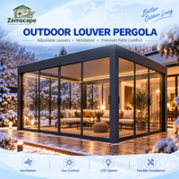 Pergola Bioclimatique Étanche de Qualité Architecturale avec Stores à Fermeture Éclair pour Villa en Plein Campagne, Terrasse de Toit et Espaces Extérieurs