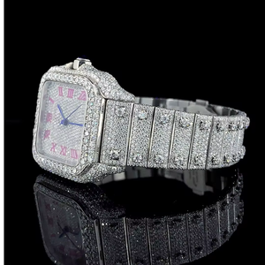 Reloj de Lujo Antiguo con Moissanita Cuadrada, Cuarzo, Acero Inoxidable, Esfera de Cristal y Detalles de Gemas Brillantes - Product Image 2