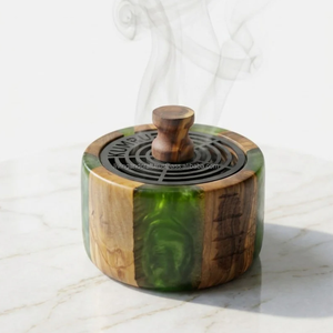 Living and Craft Handmade Wood Incense <b>Burner</b> with Epoxy Resin Finish Aromatic Diffuser All Season Use Arabic <b>Bakhoor</b> <b>Burner</b> - Product Image 4