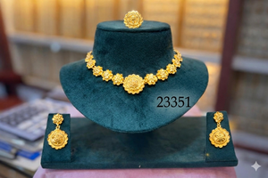 Juego de Joyería de Moda Vintage Estilo Dubái, Chapado en Oro de 24K de Imitación, Incluye Collar, Aretes, Brazaletes y Peines, Material de Cobre, Alemania - Product Image 6