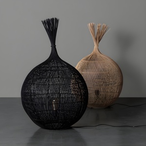 Handwoven rattan floor light lamp best selling <b>standing</b> lamps boho vibe indoor outdoor decor - Product Image 4