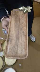 Bandeja de Madera de Haya Natural Resistente al Agua, Bandeja de Café de Acacia Mangium, Plato de Servir de Madera, Bandejas de Almacenamiento - Product Image 2