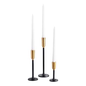 Soporte de vela de alta calidad para restaurante, decoración del hogar, soporte de vela de metal negro y dorado - Product Image 1