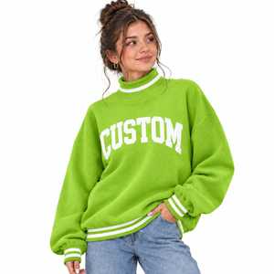 Sudadera de Cuello Alto de Primera Calidad para Mujer, Ropa de Invierno Cálida, Talla Grande, Color Claro, con Mangas Regulares - Product Image 1