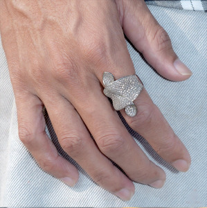 Iced Artistic Curved Leaf Inspired Men's Cluster <b>Ring</b> Full Pave Moissanite Sterling <b>Silver</b> Bold Hip Hop Bling Jewelry Gift Him - Product Image 2