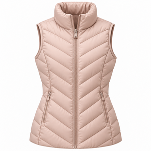 New Winter Arrival <b>Womens</b> Bright <b>Pink</b> Lightweight Packable Polyester Filled Nylon Puffer <b>Vest</b> Zippered Front Quilted Design - Product Image 4