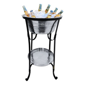 Seau à boissons rond en métal de haute qualité, refroidisseur à vin en acier, seau à glace pour fête avec support et poignées, au prix le plus bas - Product Image 6