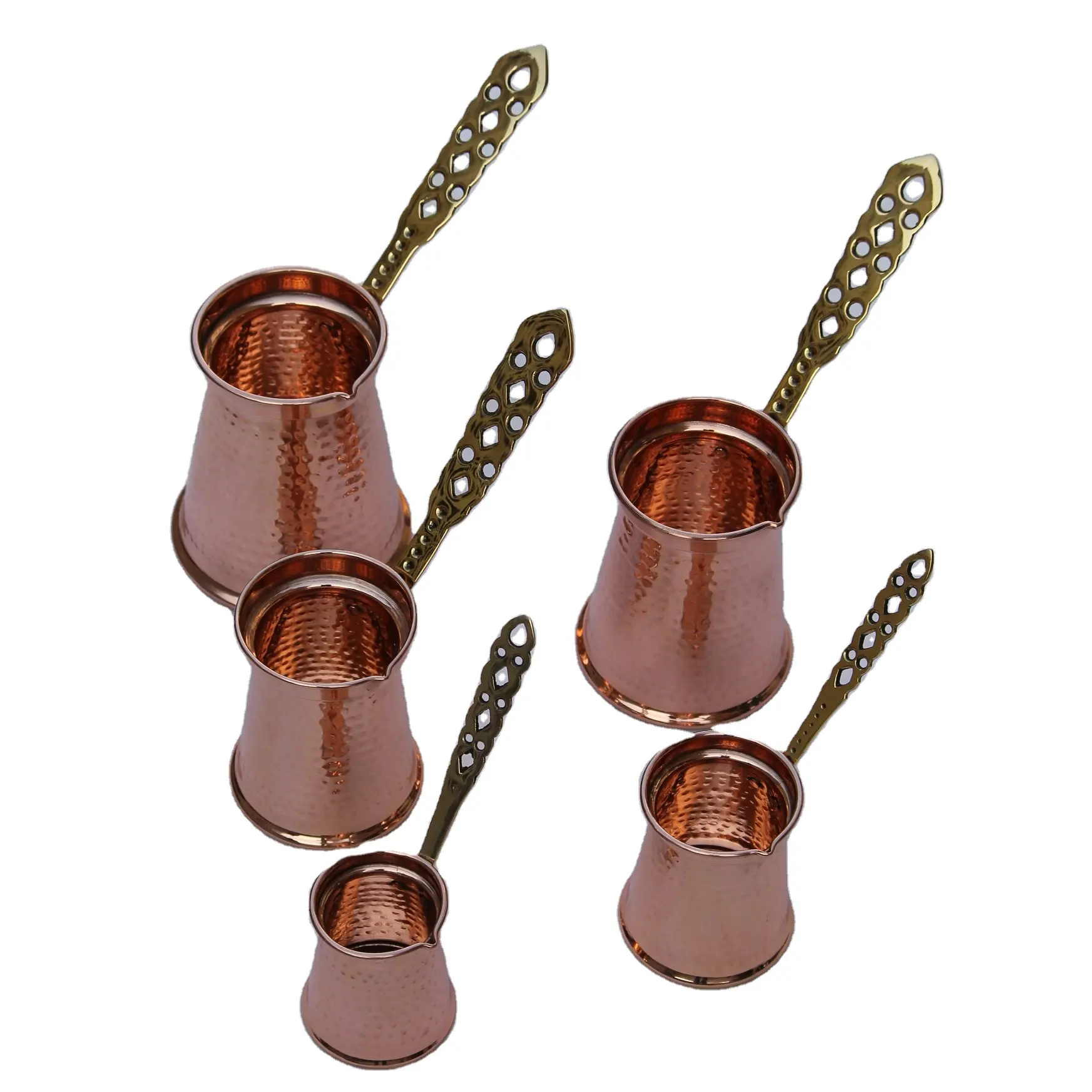 100% Pure Copper Handmade Turkish Hammered Coffee Pot (Set of 3) With Brass Handle Wholesale Manufacturer And Exporter