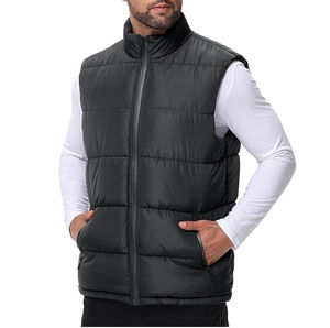Chaleco Acolchado sin Mangas con Diseño de un Solo Botón, Chaqueta con Capucha Impermeable, Ropa Exterior Informal con Logotipo Personalizado, a la Moda para Hombre - Product Image 1