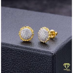 Boucles d'oreilles tendance en moissanite et diamants, en argent sterling 925, bicolores or et argent, clous de luxe style hip-hop - Product Image 3
