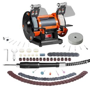 Lucidatrice Industriale per Gioielli 3590 RPM, Tornio da Banco con 1 Mola in Lana e 1 Mola Abrasiva, Smerigliatrice da Banco, Macchina Lucidatrice e Abrasiva - Product Image 1