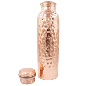 Handcrafted Hammered Pure Copper Water <b>Bottle</b> For Ayurvedic Wellness Premium Solid Copper Drinkware <b>Flask</b> With Leakproof Lid - Product Image 2