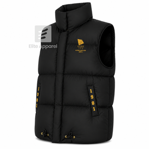 Custom NCBW Coalition Puffer vest embroidered logo on front <b>black</b> and gold color sleeveless <b>jacket</b> for female - Product Image 2