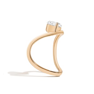 Zaha Curve 14K Solid Gold Diamond Ring with <b>Round</b> Brilliant Cut-Luxury Wedding Engagement Anniversary Gift - Product Image 4