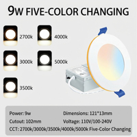 Vente flash : panneau lumineux LED rond en aluminium, petit, avec interrupteur de gradation à cinq couleurs, pour salon, lumière de nuit