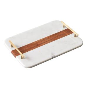 Plateau de service en marbre et en bois de haute vente de qualité fantastique avec un design élégant en finition naturelle avec des prix bon marché - Product Image 1