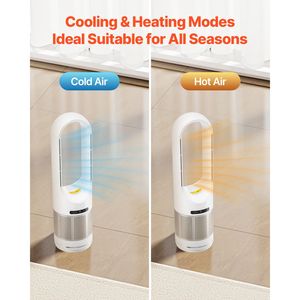Ventilador de Torre sin Aspas de 8 Velocidades, Temporizador de 8 Horas, Velocidad de 16.4 pies/s, Oscilación de Aire Frío de 80 Grados, Modo de Espera, Enchufe AU/US, Caja de Almacenamiento Fácil - Product Image 3