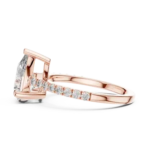Anillo de Compromiso de Joyería Fina con Diamante Cultivado en Laboratorio de Corte Pera de 2 Quilates y Piedras Laterales, Oro Sólido de 10K, 14K, 18K, Certificado IGI, Color E - Product Image 6