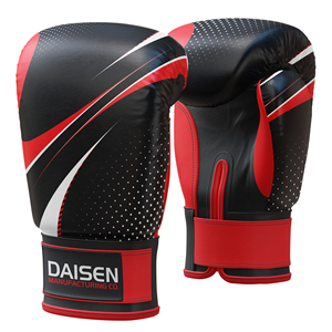 Gants d'entraînement à motif noir et rouge, construction synthétique durable, ajustement confortable avec support de poignet réglable pour l'entraînement en salle de sport - Product Image 1