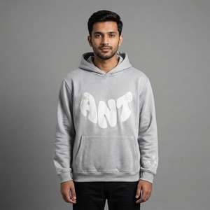 Sudadera con Capucha Personalizada con Estampado Puff, para Hombre y Mujer, Estilo Urbano, Oversize, de Felpa Gruesa, Color Negro, con Logotipo de Estrella, Unisex - Product Image 5