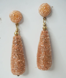 2025 <b>Top</b> Trending Jewelry Fashion Jewelry Long Teardrop Peach Color <b>Earrings</b> Beaded <b>Earrings</b> for Women and Girls From Indian - Product Image 3