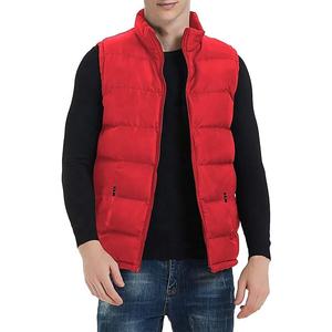 Chaleco Acolchado Rojo para Hombre, Transpirable, 100% Poliéster, con Cierre, Sin Cuello, Sin Mangas, Ropa de Invierno con Bolsillos Laterales, Estilo Casual - Product Image 2