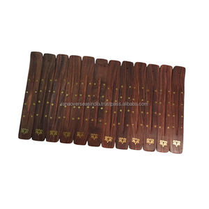 Elegance, quemador de incienso de madera hecho a mano, recogedor de cenizas con incrustaciones de loto y estrella para regalar y decorar a precio de mercado - Product Image 4