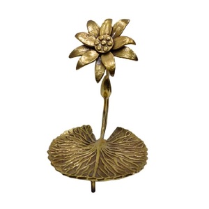 Handcrafted Brass Flower Jewelry Holder Stand <b>Decorative</b> Metal Ring Earring Organizer Tray for Dressing <b>Table</b> Vanity Home - Product Image 1