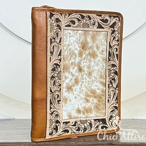 Porte-documents en cuir de vachette de qualité supérieure avec fermeture éclair, classeur à anneaux, bloc-notes et étuis d'organisation professionnelle - Product Image 1